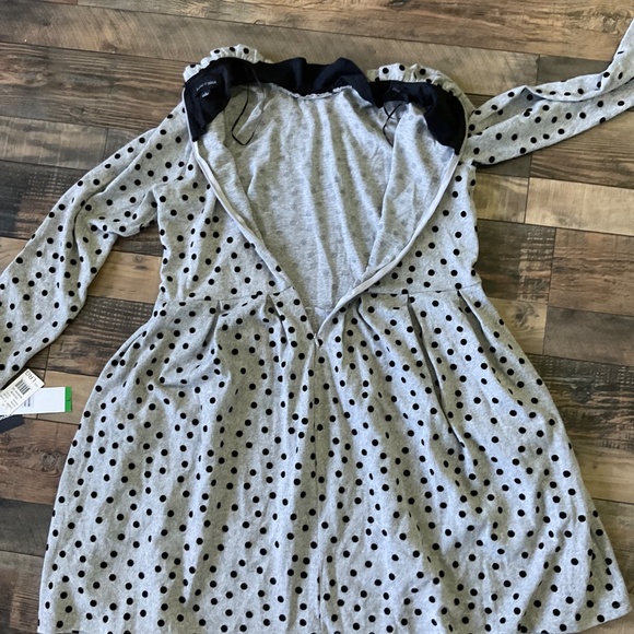 NWT Isabel & Nina Gray & Black Polka Dot Knit Dress Long Sleeve Large - Picture 10 of 10